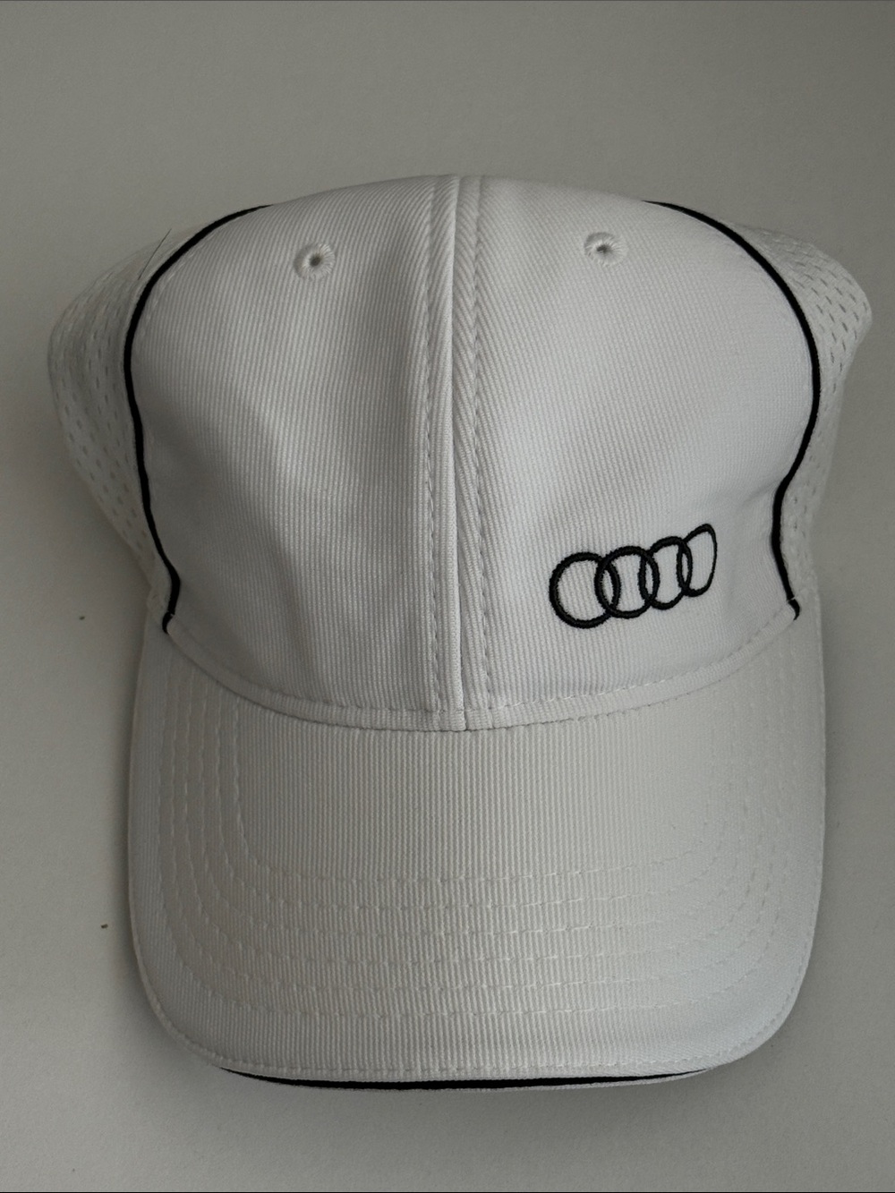 Audi White Performance Polo Cap with Black Trim